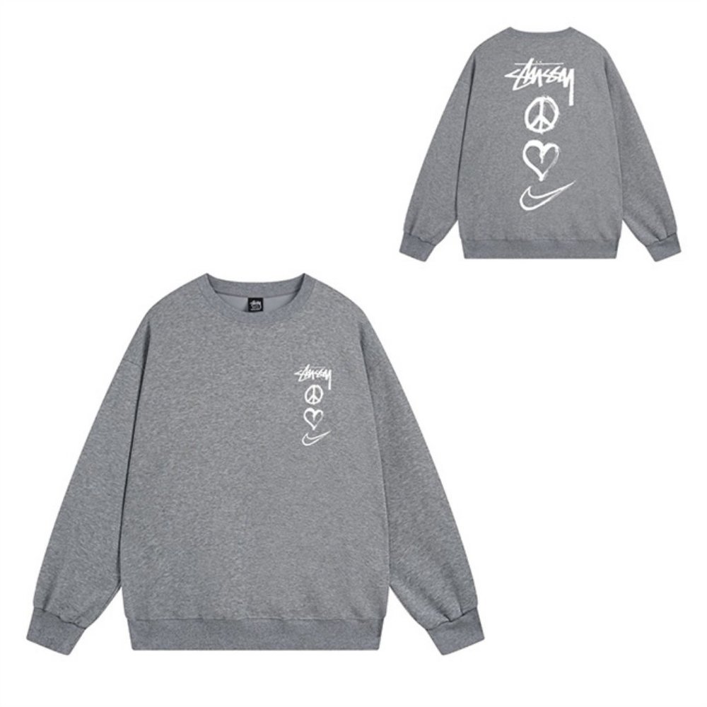 Nike x Stussy Peace Love Swoosh Sweatshirt Crew Sweat Dark Gray